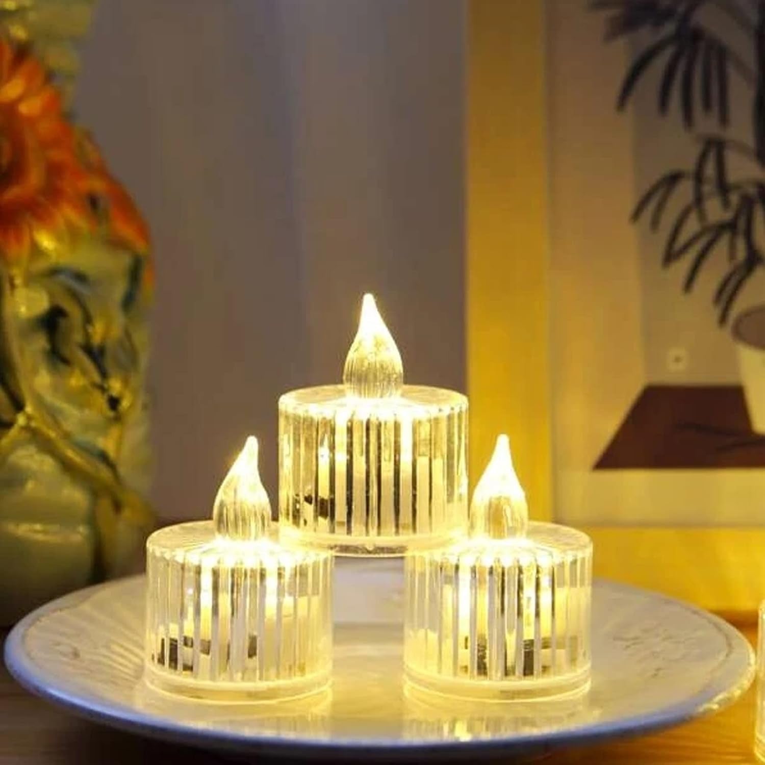 12 Pcs Flameless and Smokeless Decorative Acrylic Candles Transparent Led Tea Light Candle for Gifting, House, Diwali, Christmas, Festival, Events Decor Candles 12 Pcs Flameless and Smokeless Decorative Acrylic Candles Transparent Led Tea Light Candle for Gifting, House, Diwali, Christmas, Festival, Events Decor Candles